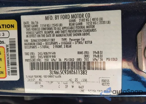 2017 Lincoln Mkz Select from USA, damaged, VIN 3LN6L5C93HR611382